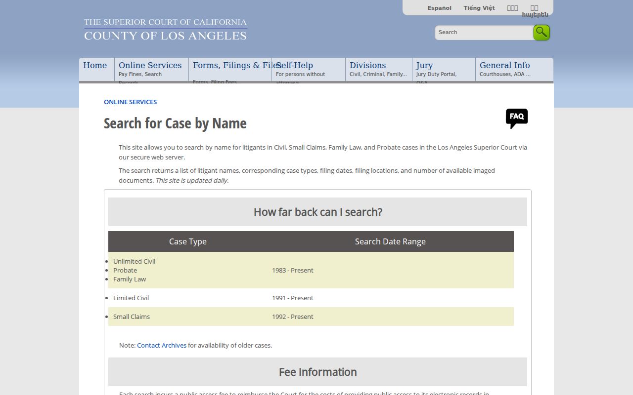 Manhattan Beach residents directory Los Angeles Superior Court party name search