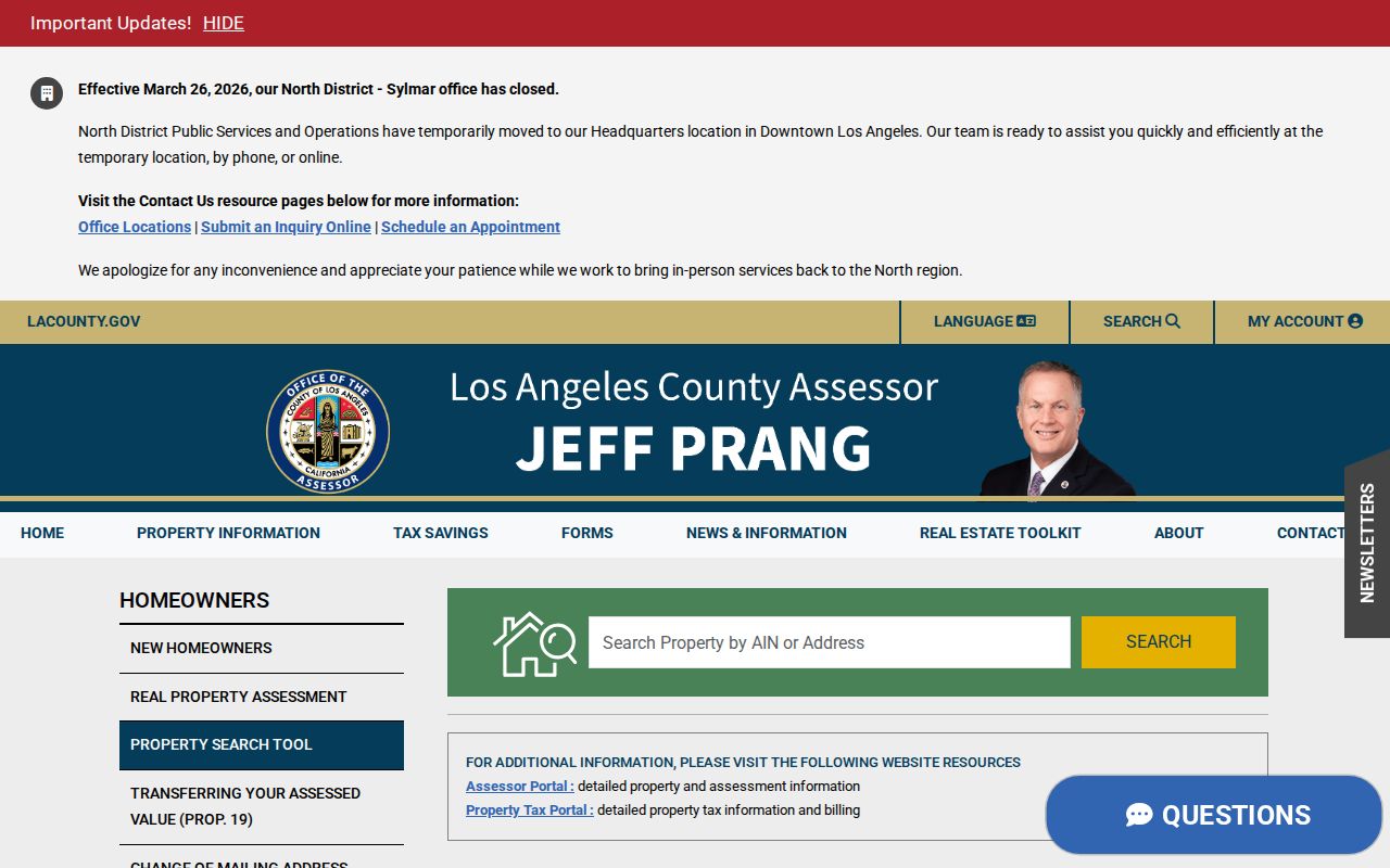 Manhattan Beach street directory Assessor property search by address